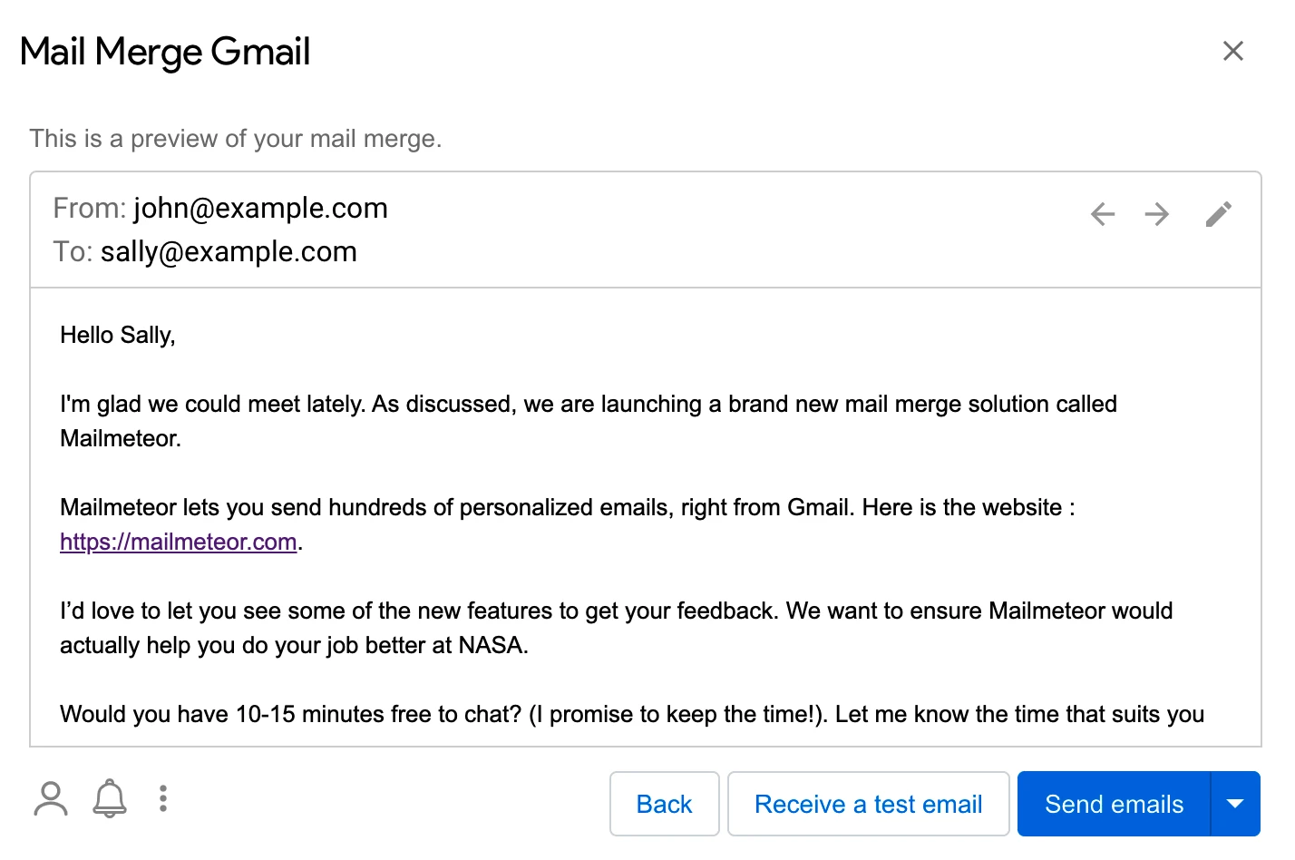 Mail Merge Gmail preview